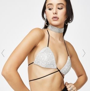 NWT Dolls Kill Drip Disorder Rhinestone Bra S